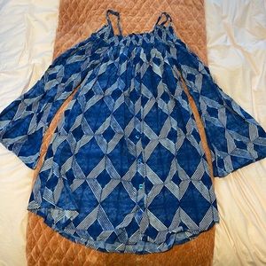 Aila Blue Summer Dress off the shoulders with bell sleeves